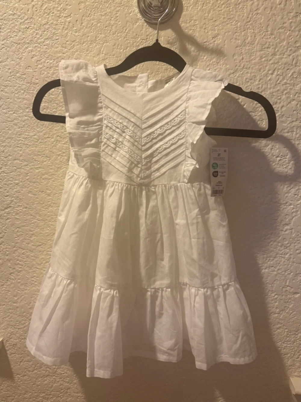 OshKosh B'gosh White Lace Dress 💯% Cotton Ruffle Size 2T Toddler,Party or Spring